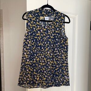 CAbi Blue and Gold Boxy Blouse